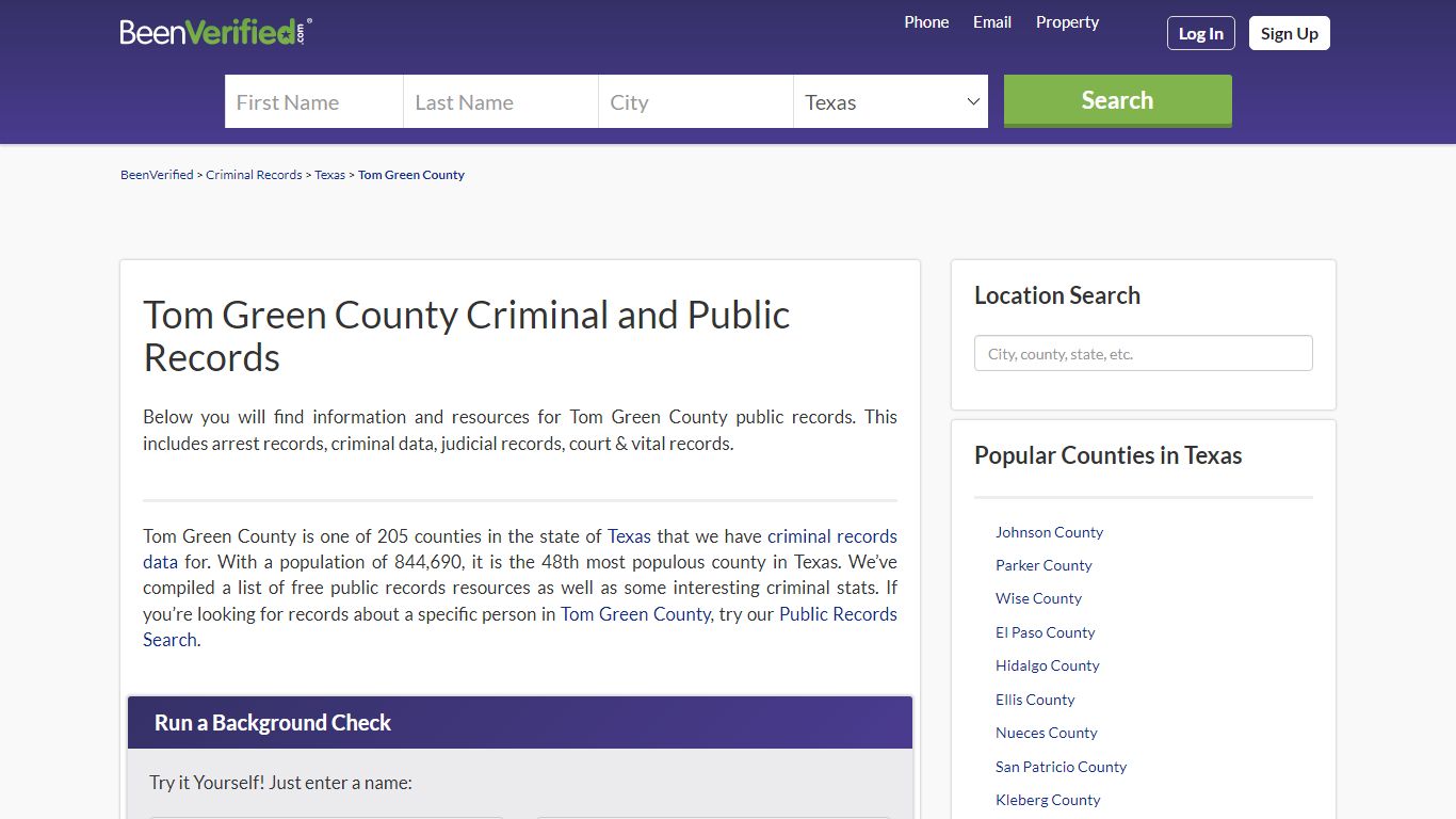 Tom Green County Criminal and Public Records - BeenVerified
